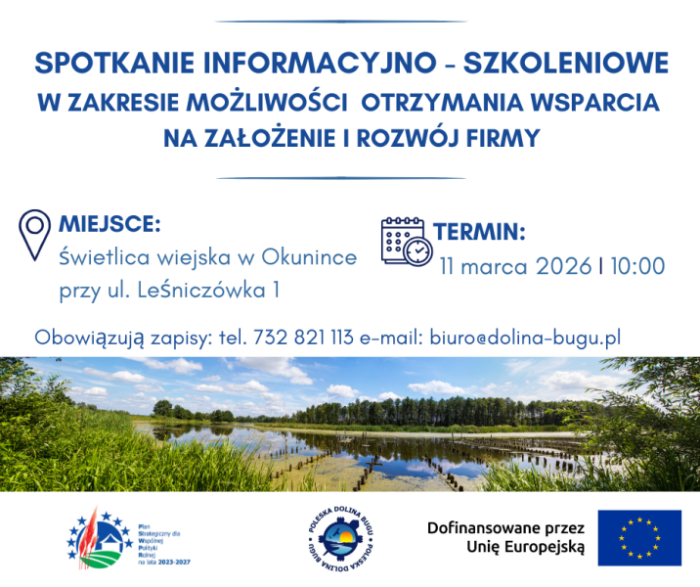 Plakat - Spotkanie Informacyjno - szkoleniowe Poleska Dolina Bugu