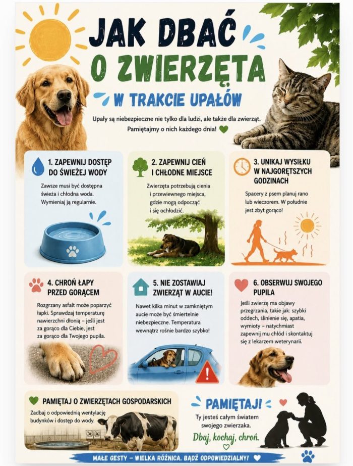 Plakat - Jak dbać o zwierzęta w trakcie upałów