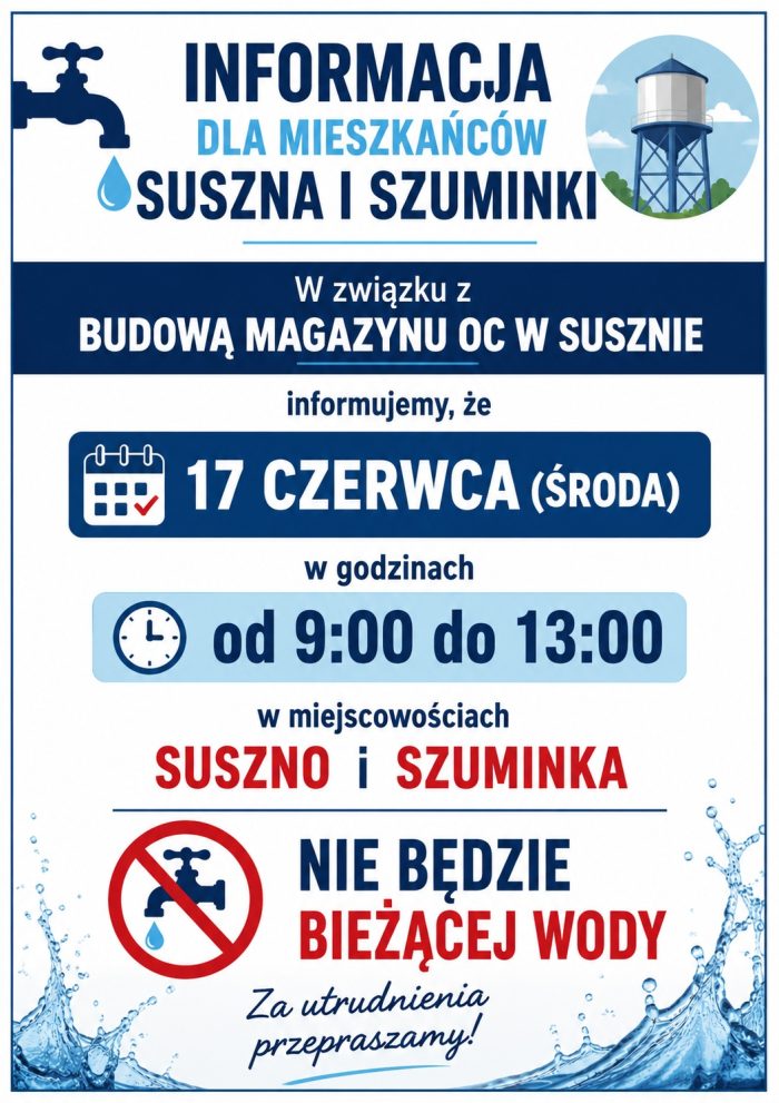 Informacja dla mieszkańców Suszna i Szuminki